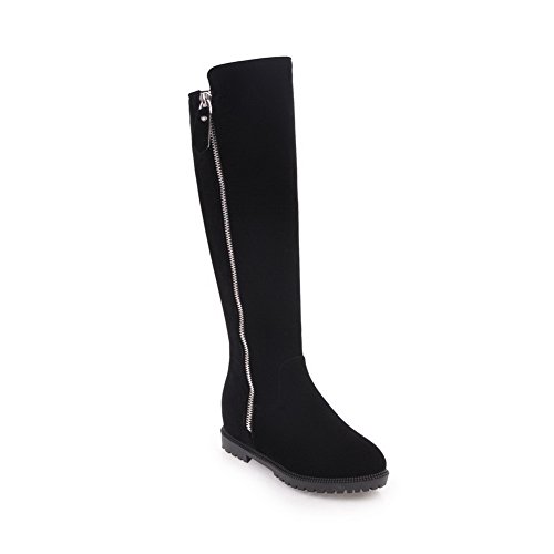 CosyFever Botas Plataforma Bajo Caña Hasta La Rodilla conCuña Talon Interno Chunky BC6 para Mujeres Negro - 35 EU Cover