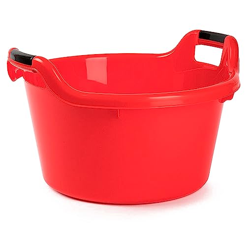 Tradineur - Cubo, Barreño, Tina Multiusos - Fabricado en plástico - Producto y Utensilio de Limpieza - Forma Redonda con Asas - Capacidad de 17 litros - Ø 41,5 cm - Color Rojo