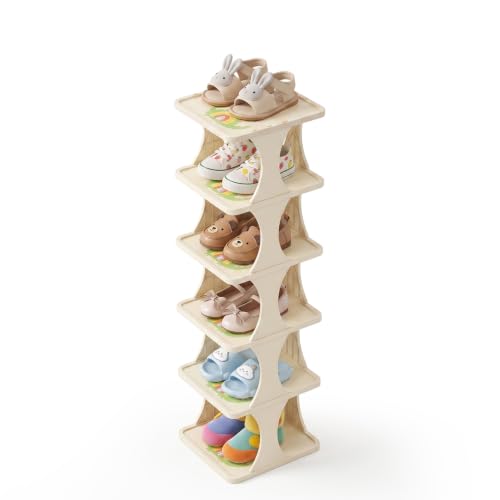 Klein Schuhregal mit Dino-Motiv, 6 Etagen Schuhorganizer für Kinderzimmer