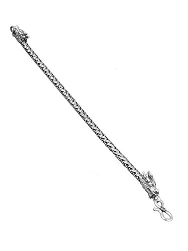 Pulseira Masculina Bali 4mm Trançada De Prata Fecho Dragão