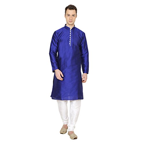 Churidar de algodón transpirable contra el calor Kurta azul de hombre 42