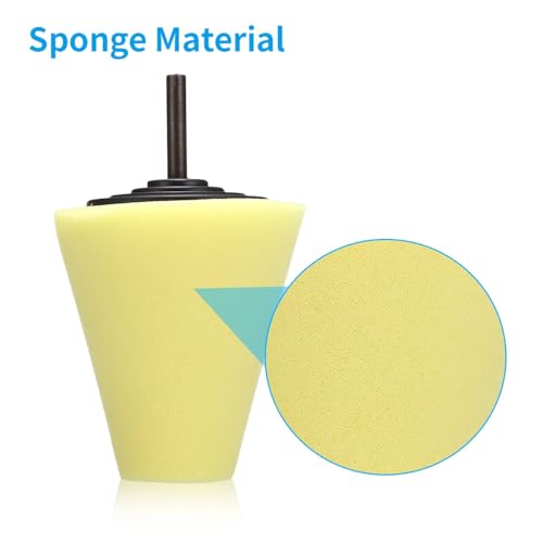 Image of 5Pcs Car Wheel Hub Drill Buffing Sponge Pads Kit,3 Inch Shank Polishing Pads for Wheel Hub Cleaning, Auto Cone Metal Polish Buffing Polishing Ball,Drill Buffer Polisher Attachment