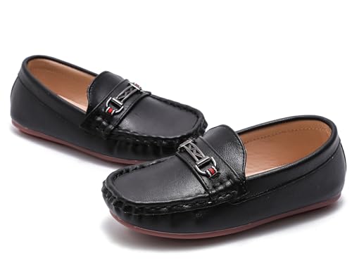 DADAWEN Toddler Little Kid Boys Girls Soft Leather Loafer Casual Moccasin Flats Dress Shoes Penny Slip On Boat Shoes School Wedding Church Loafers4