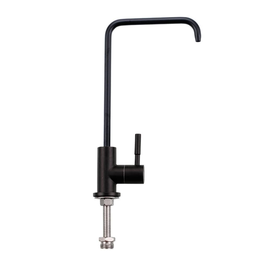 WDSOPK Water Filter Tap Black Stainless Steel Direct Drinking Water Single Cold Water Rotating Faucet-B (C A)