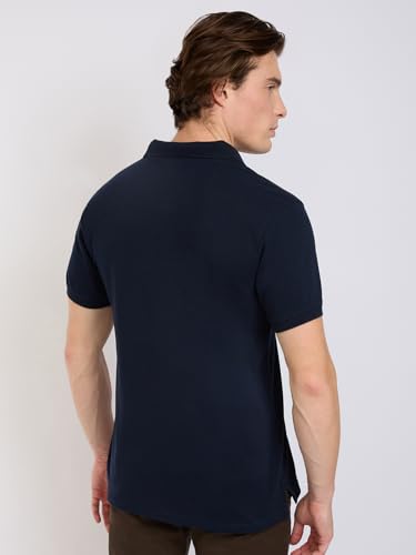 Image of Parx Men Regular Fit Solid Pattern Cotton Polyester Blend Half Sleeve Polo Neck Casual T-Shirt