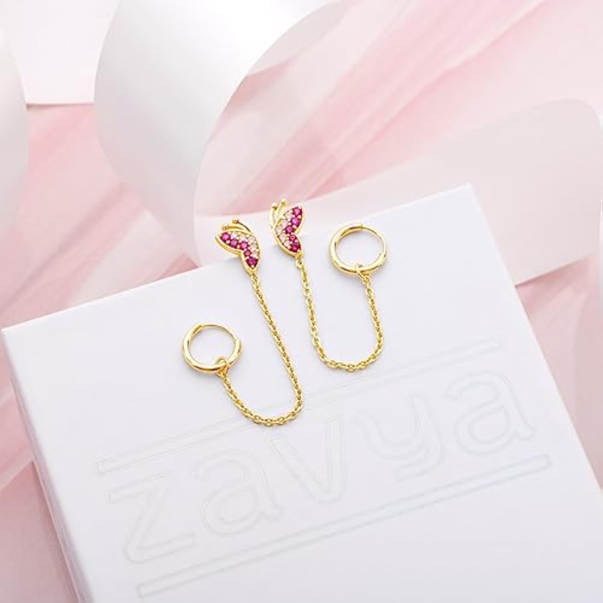 925 Silver Butterfly Double Piercing Earrings, Gift for Girls