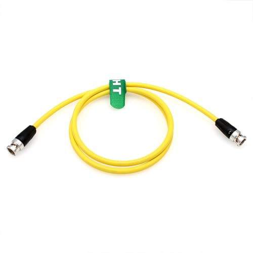 Câble 12G SDI BNC vers BNC 4K HangTon jaune de 2 mètres pour moniteur vidéo