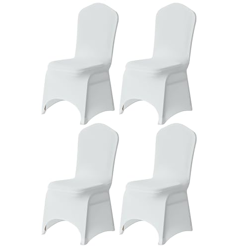 Trimming Shop Chair Cover Spandex Polyester Stretch Fabric Dining Slipcovers Washable & Removable Protective Wedding Chair Cover for Wedding Banquets Ceremony & Hotel Dinner (White, Pack of 4)