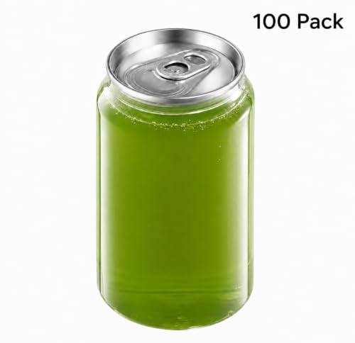 Image of 11 oz PET Plastic Can Cups with Easy Open Lids, 100 Pack, Clear Disposable Beverage Cups, Compatible with 55mm Cup Diameter Can Sealing Machines for Juice, Soda, Iced Coffee and Bubble Tea