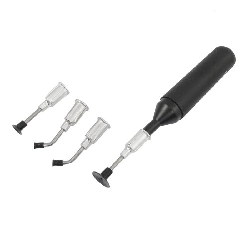 sourcing map Rubber IC Pick up Vacuum Sucking Pen with 4 Suction Headers Black