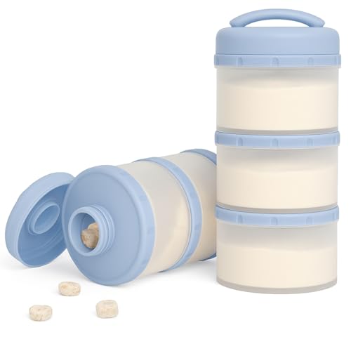 Termichy Dosificador de leche en polvo para bebé, apilable, caja de almacenamiento de leche en polvo, 2 unidades (azul claro)