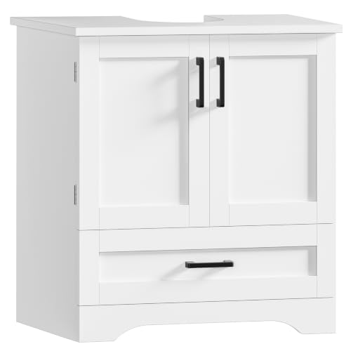 Image of TEENFON 24 inch Pedestal Sink Storage Cabinet with 2 Doors & 1 Drawer
