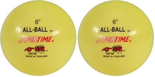 Sportime Multi-Purpose Inflatable All-Ball, 6 Inches, Yellow - 009089, 1 Count (Pack of 2)