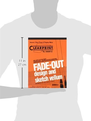 Clearprint 8-1/2" x 11" 1000H Design Vellum Pad with Printed Fade-Out 10x10 Grid, 16 lb., 100% Cotton, 50 Sheets, 1 Each