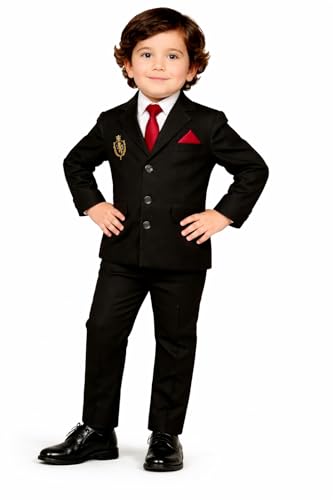 Image of Boys Satin Formal Suit 3 Pcs Set Blazer, Pant Tie Premium Kids Suit for Wedding, Birthday