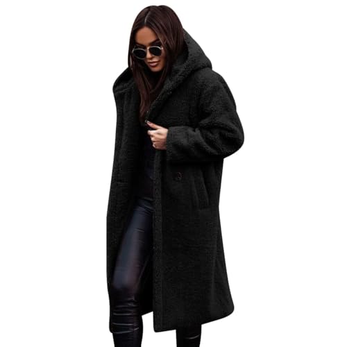 Manteau d'hiver à capuche en polaire femme veste chaude cardigan peluche poches