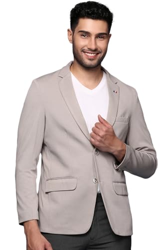 Image of SHOWOFFFF Men Solid Single Breasted Formal Blazer | Notched Lapel Full Sleeves Cotton Blazer for Mens | Slim Fit Regular Length Blazer for Men's