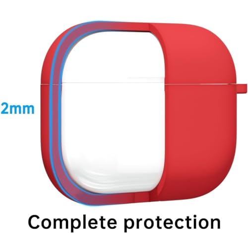 Image of Meyaar for Apple AirPods Pro 3 Case Cover with Keychain, Soft Skin Silicone Case Cover, Full Protective Case Cover Compatible with AirPods Pro (3rd Generation) Case 2025 (Red)
