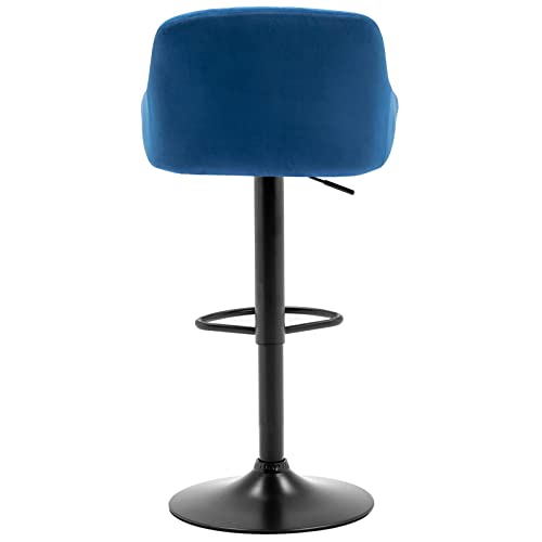 Fefances Bar Stools Counter Height Bar Stool Velvet Swivel Bar Stools Height Adjustable With Black Metal Base Dark Blue #TOP7