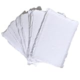 Handmade Deckle Edge Blank Paper - Mixed Media Loose Leaf Paper for Placecard/Escort Cards , Place Cards, Vow Cards, Business Card - White Color - Package of 50 - Thick 150 GSM - 2 x 3'