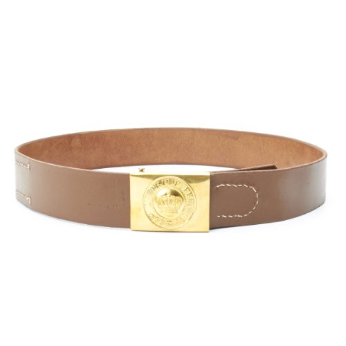 German WWI Brown Leather Belt with Brass Bavarian ‘In Treue Fest’ Buckle- Size 32-36