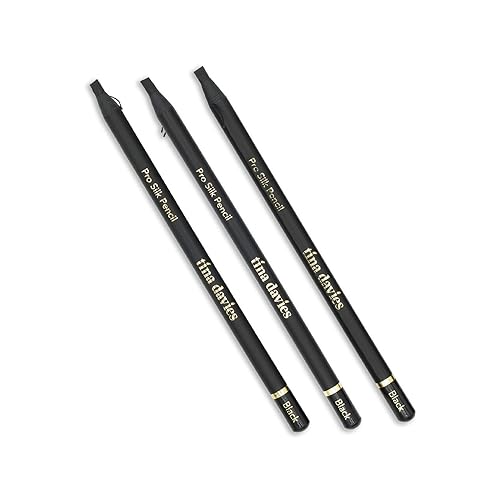 Tina Davies Pro Silk Pencil - Pre-Draw Eyebrow Pencil for Microblading - Smooth Pro Brow Pencil - Permanent Make Up Accessories - Black (3 Pack)