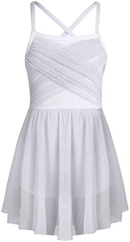 CHICTRY Girls Children Sweetheart Sequins Chiffon Dance Lyrical Dress Sash Bow Tie Ballroom Costumes Glittery Mesh Sliver White 8