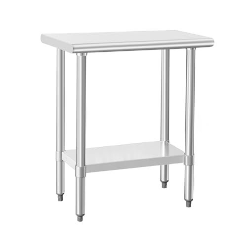 Image of HARDURA Stainless Steel Work Table Commercial 18x30 Inches Kitchen Prep Table and Heavy Duty Commercial Workbench NSF 430 with Undershelf and Galvanized Legs