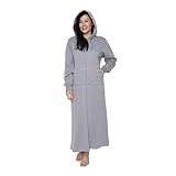 Mansfield, KayAnna Full-Length Zip-Up Hooded Loungewear Sweatshirt, Relaxed Fit Wearable Blanket, Grey, Small
