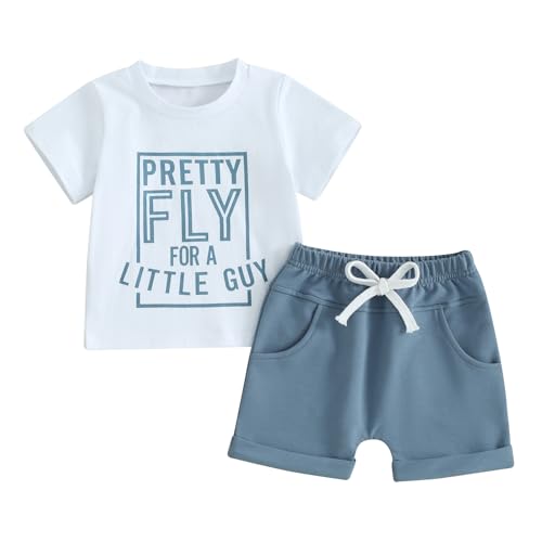 Image of Hnyenmcko Toddler Baby Boy Clothes Set Letter Print Short Sleeve Crewneck T-Shirt Solid Color Shorts Set 2Pcs Summer Outfits