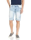 Southpole Men's Denim Shorts, Light Sand Blue Destructed, 29