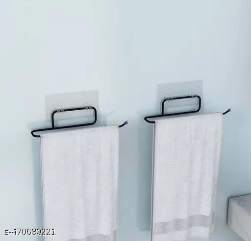 (Buy 1 GET 1) Self Adhesive No Drill Toilet Paper Holder/Tissue Paper Roll Holder/Hanger/Towel Bar Stand for Bathroom Accessories (Black, 2)(2 PIS+ Tissue)/3_KP1018 3