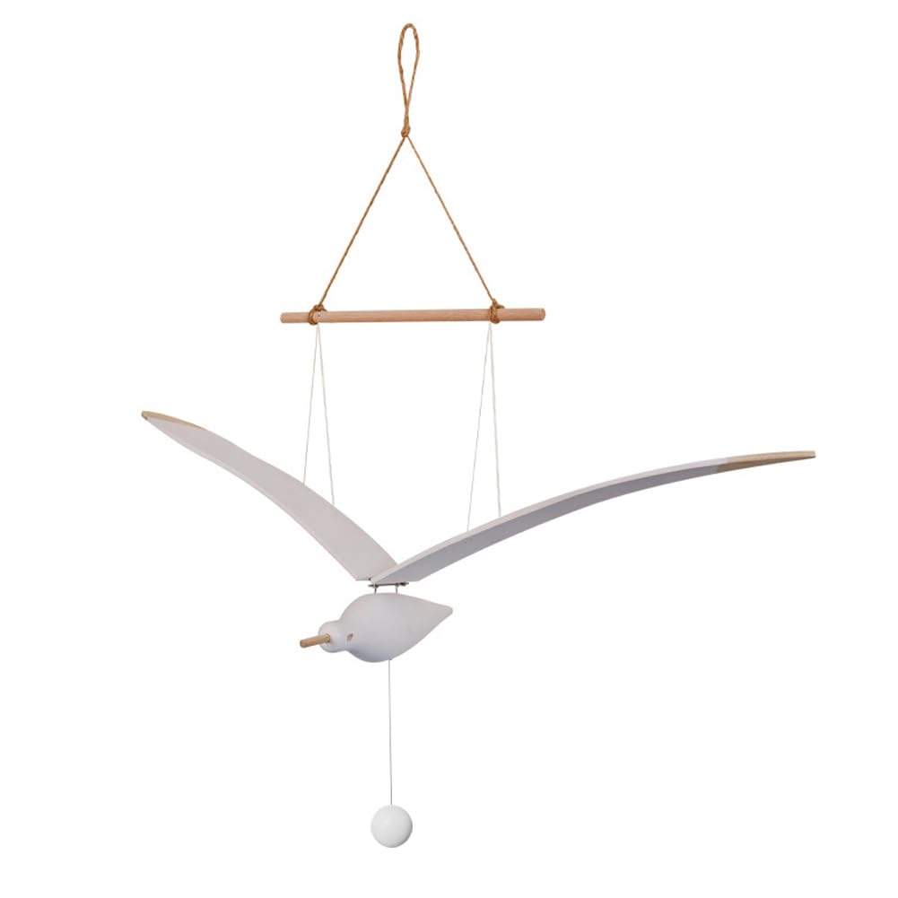 Gichee Flying Wooden Seagull Hanging for Mobile Ceiling, Soaring Seagull Decor Unique Home Artwork, for Balcony, Apartment, Wedding Party, Creative