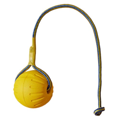 Kalastussaari Boule de Chien sur Une Corde Jouet, Mousse Flottante Boule de Chien avec Corde, Couleur Jaune de 3 Pouces