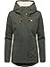 Ragwear Damen Kurzmantel warme wasserdichte Winterjacke mit kuscheliger verstellbarer Kapuze Alvena YOUMODO Dark Olive Gr. M