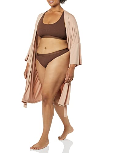 Amazon Essentials Women's Ribbed Lounge Unlined Scoop Neck Bralette, Pack Of 2, Brown/Mauve, Large #TOP3