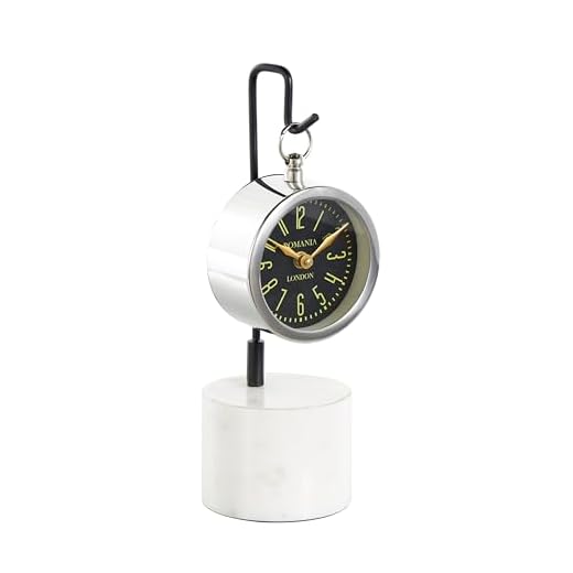 Deco 79 Stainless Steel Metal Suspended Tabletop Clock with Black and White Stand, 4" x 4" x 12", Silver