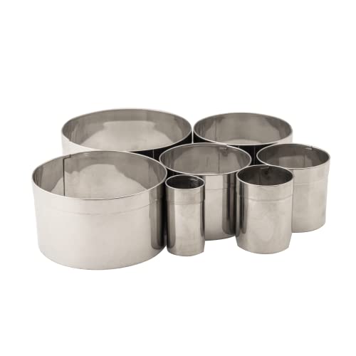 Image of KMW Stainless Steel Round Cookie Cutter Set | 7-Piece Nesting Circle Cutters | Perfect for Baking, Pastry, and Crafting | Durable, Easy to Clean, and Precision-Engineered