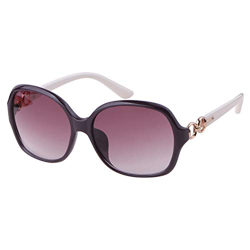 ADEWU Femme Lunettes de Soleil Surdimensionnées Vintage Cadre Rond Rétro Shades UV400 Protection Noir Cover