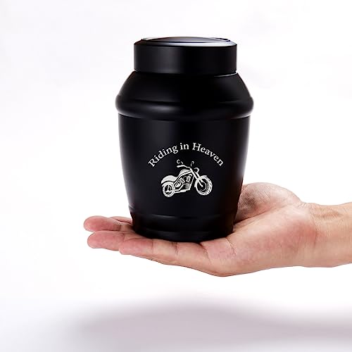 Image of Motorcycle Medium Cremation Urns for Ashes Adult Male /Dad /Men | Blcak Decorative Memorial Cremation Urn for Men & Women