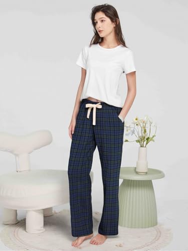 Women's Cotton Flannel Pajama Pants, Soft Lounge Bottoms with Pockets3