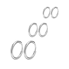 D: Silver (Diameter 8mm/10mm/12mm),3 Pairs