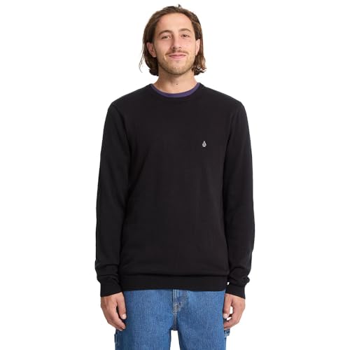 Sweat Volcom Uperstand Black pull homme col rond en coton molletonné