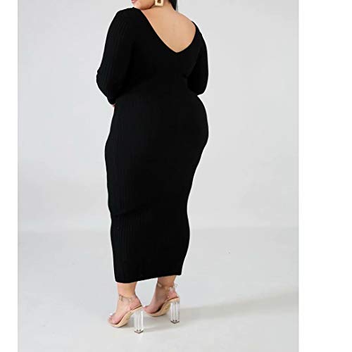 Image of Women's Plus Size Sexy Long Sleeve Maxi Sweater Off Shoulder Knit Dress | Warm Sweater, Casual,Party,Work,Date,Wedding,Cocktail,Nightclub,Clubwear,Cocktail,Daily Wear,Christmas Party Work.