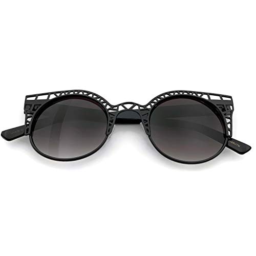 grinderPUNCH Women's Fashion Metal Cut Hollow Out Frame Round Cat Eye Sunglasses