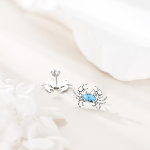 Boucles d'oreilles crabe turquoise en argent pour vos vacances