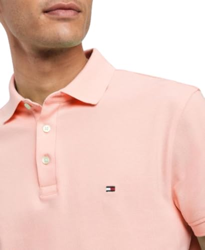 Image of Tommy Hilfiger Men's Short Sleeve Polo Shirts in Slim Fit with Stretch and Organic Pique Cotton