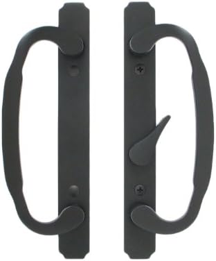 Solid Brass Sliding Glass Door Handle Set and Mortise Lock, Oil Rubbed Bronze, 3-15/16” CTC Screw Holes