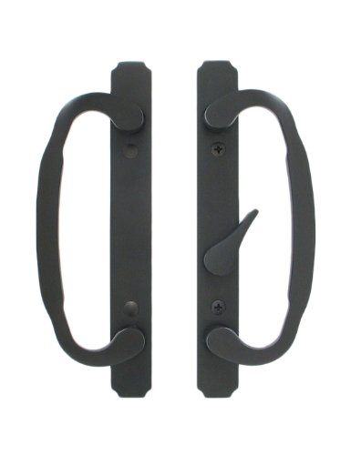 Solid Brass Sliding Glass Door Handle Set And Mortise Lock, Oil Rubbed Bronze, 3-15/16” Ctc Screw Holes #TOP1