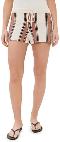 LE BOP Women's Poolside Shorts - High Rise Textured Knit Swim Shorts